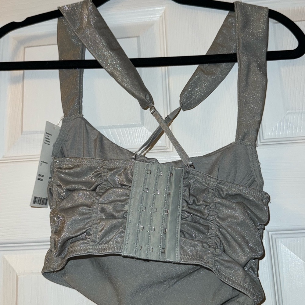 NWT Urban Outfitters Out From Under Ella Shiny Ruched Bustier Size S/P - Picture 4 of 7